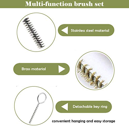 12Pcs Tube Brush Kit Stainless Steel/Brass Round Wire Pipe Cleaner Long-Handle Metal Bristle Cleaning for Auto Parts, Bottles, 12 inch X 6mm/8mm/10mm/12mm/15mm/20mm