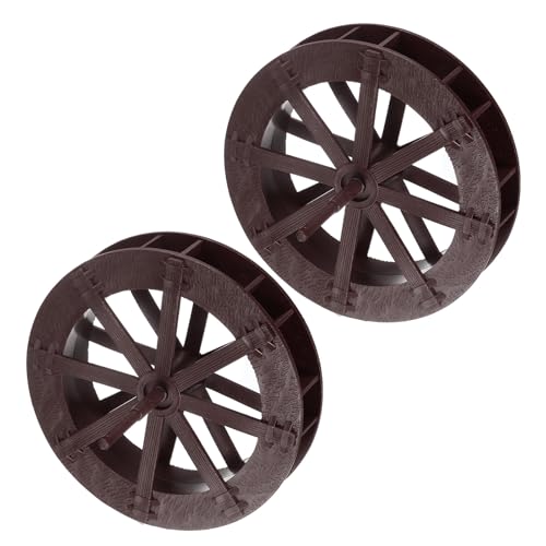 uxcell 2 Pcs Fountain Water Wheel, 5.1 Inch Desktop Fortune Statue Aquarium Wheels Decor Water Fountains Wheel Brown - color: Brown, size: 5.1 Inch