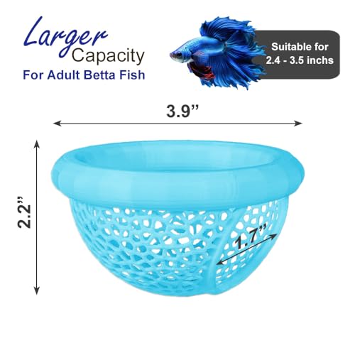 Floating Betta Hammock with Suction Cup, Shrimp Cave, Betta Fish Feeding Rings,3D Printed Aquarium Decor (Blue, Large) - color: Blue, size: Large