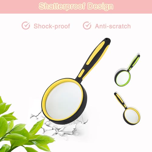 10X Magnifying Glass for Reading 75mm Handheld Portable Book Magnifier for Kids Seniors, Small Loupe for Close Work, Classroom, Puzzle Hobby Observation (2 Pack, Yellow+Green) - color: Yellow+green