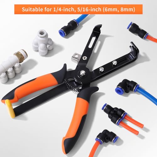 Push to Connect Fittings Air Line Removal Tool for 1/4”, 5/16” (6mm, 8mm) Push-fit Pneumatic Connector Air Line Pliers Disconnect Tool
