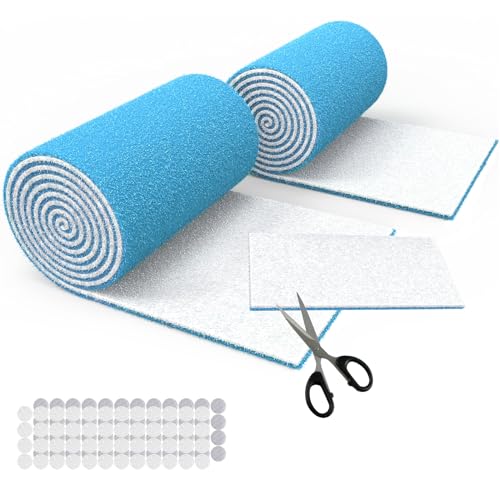 Air Vent Filters 12"x90",2Roll Cut to Fit Air Filter(up to 120 filters),MERV 8 Triple Filtration Electrostatic Vent Filter Material for AC, HVAC Furnace, Mobile Home-Includes 48 Adhesive Hook Tape - style: 12" x 90"(Blue)x2Rolls