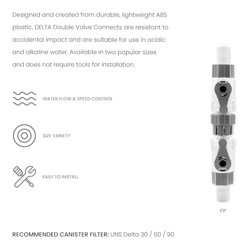 Ultum Nature Systems Delta Quick Release Double Tap Valve for Aquarium Canister Filters (1/2" (12/16mm)) - size: 1/2" (12/16mm)