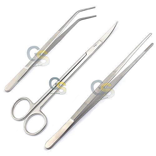 G.S Stainless Steel Aquarium Aquatic Plants Long Handle Scissors Tweezers Trim Tool Set