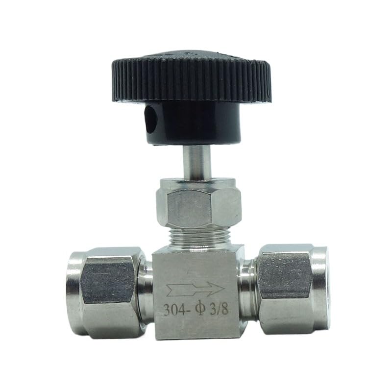 1 Piece Stainless Steel 304 3/8" Tube OD Double Ferrule Compression Fitting Instrument Needle Valve - size: Straight 3/8" OD