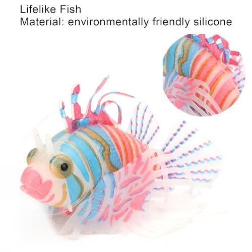 Silicone Simulation Fish Aquarium Sculpture Glowing Lifelike Fish Decoration Fluorescent Suction Cup Ornament for Tank(Pink Blue) - style: Pink Blue