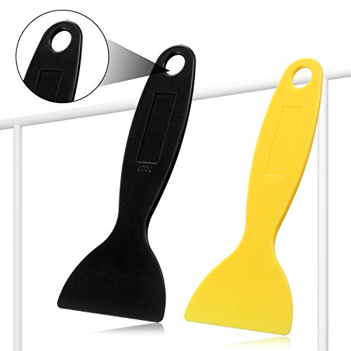 12 Pieces Plastic Spatula Putty Knife, Air Bubble Remover Sticker Installation Tool Flexible Paint Scrapers for 3D Printing Resin Removal Vinyl Film Wrap Cleaner, Spackling, Patching, Decal, Wallpaper - color: Black, Yellow