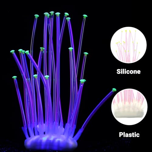 Realistic Coral Aquarium Decor with Weighted Base, Soft Silicone Tentacle Ornament Lifelike Moving for Freshwater Saltwater Fish Tank, Safe Shelter for Fish Shrimp Invertebrates Aquascaping (Pink) - color: Pink