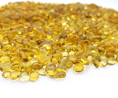 Keedolla Decorative Fish Tank Pebbles Marbles 0.93LB, Sea Glass Stones Beards Pebbles Gravel Rock for Fish Tank, Garden and Vase Fillers - Light Yellow - color: Light Yellow, size: 0.93 Pound