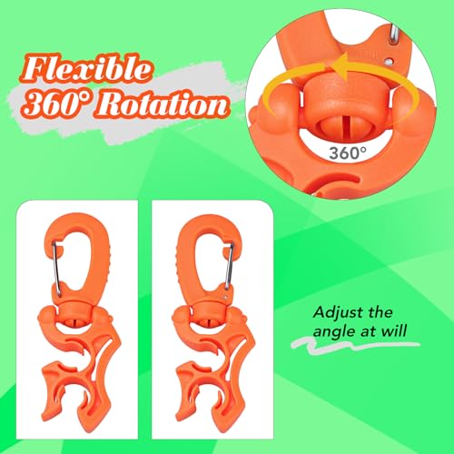 3 Pieces Scuba Hose Holder Clip, Double BCD Hose Diving Clips with Snap Hook Buckle for Scuba Diving Snorkeling Equipment Accessories - color: Orange