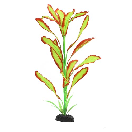 ALEGI Silk Aquarium Plants, 16 Inch Artificial Silk Plants Decorations for Fish Tank,Aquarium Décor Plastic Plants (Light Green with Red, 2 Pack) - color: Light Green With Red