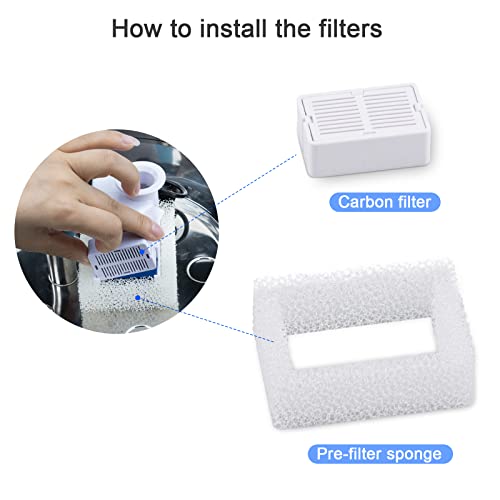 Wonder Creature Cat Water Fountain Filter, 8-Pack Replacement Pre-Filter Sponges for Aurora, Cupcake, and 360° Stainless Steel Pet Fountain, Ceramic Dog Water Dispenser Filters