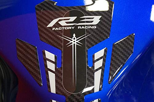 labelbike - 3D Stickers Motorcycle Fuel Tank Pad Protection and Decoration in Resin Compatible with Yamaha R3 2019-2025 - Color Carbon Grey Black - size: Tank Pad