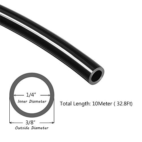 Beduan Pneumatic Tubing Pipe 3/8" OD Black Air Compressor PU Line Hose Tube for Water Fluid Transfer 10Meter 32.8ft