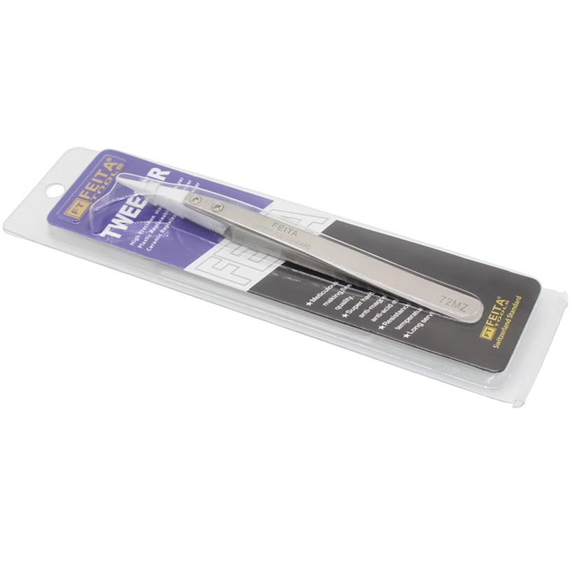 FEITA Precision Pointed Ceramic Tweezers - Temperature Resistant and Anti-Magnetic White Fine Pointy Ceramic Tips Twizzers - For Electronic Repair, DIY Crafting Hobby Tools - 1 Pc - color: White Head