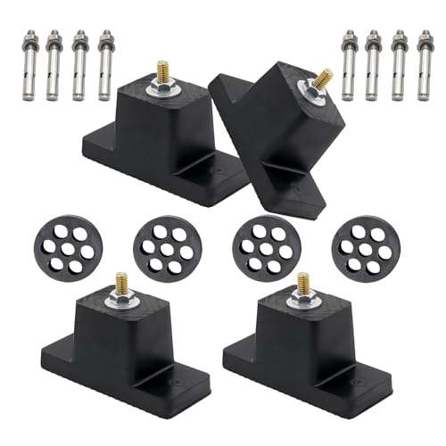 4 Pack Heavy Duty Anti Vibration Pads for Mini Split Air Conditioner , Rubber Vibration Isolator Mounting Brackets with Expansion Screws and Shock Absorbing Pads, Fits HVAC, Central AC Air Compressor
