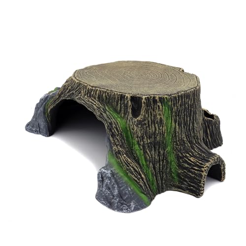 Extra Large Resin Reptile Hideouts Cave Habitat Decor for Reptiles, Amphibians, Fish Tanks and Gecko, Leopard