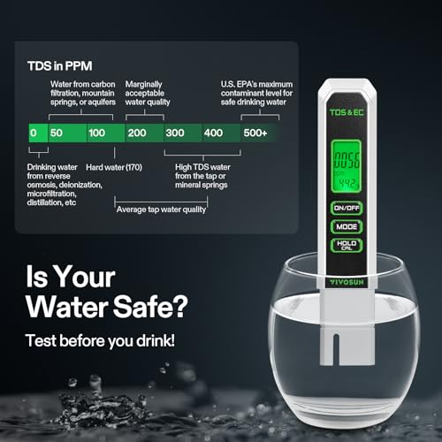 VIVOSUN Digital pH and TDS Meter Kit, 0.01pH High Accuracy Pen, 0-14.0 pH Range, ± 2% Readout 3-in-1 TDS EC Temperature Meter for Hydroponics, Pool and Aquarium, Black White, UL Certified - color: Black+White
