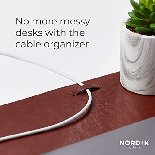 Nordik Leather Desk Mat - Whiskey Brown - Cable Organizer - Premium Mouse Mat & Desk Pad Protector - 35 X 17 Inch - Felt Vegan Leather - Large Office Mouse Pad & Blotter - color: Whiskey Brown