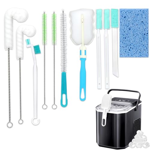 Palksky Ice Machine Cleaner Brush Sets, 10PCS Ice Maker Cleaning Tools - 9Pcs Nylon Bristles with 1Pcs Cleaning Sponge - color: B