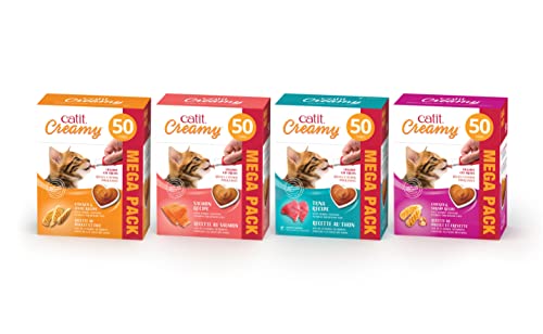 Catit Creamy Lickable Cat Treat, Healthy Cat Treat, Chicken & Shrimp, 50 Pack, 0.5 Ounce (Pack of 50) - size: 0.5 Fl Oz (Pack of 50)