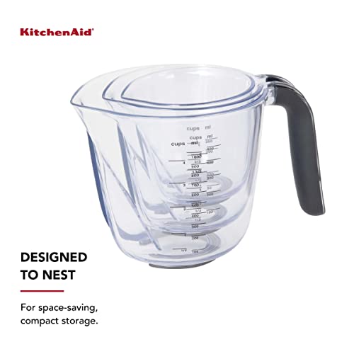 KitchenAid Universal Easy View Angled Measuring Cups, Set Of 3, Clear with Black Handles - color: Black, size: Set of 3, style: Angled