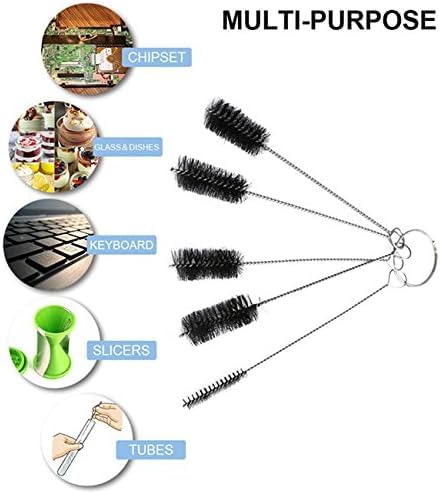 5 PCS Black Nylon Cleaning Bottle Brush Pipe Cleaning Brushes Tube Brushes Tube Bottle Straw Washing Cleaner Bristle Kit Tool，Household Supplies，Cleaning Tools Household Cleaning Brushes