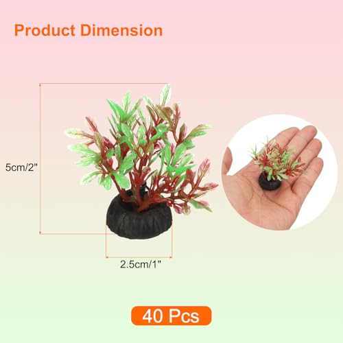 uxcell Aquarium Artificial Plants, 40 Pcs Fish Tank Plants Decorations Accessories Aquatic Ornaments Decor Water Grass, Red-Green (Four Grass) - color: Red-green