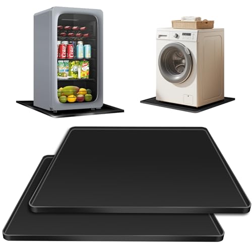 ToLanbbt 2P Mini Fridge Silicone Mat, 20" x 20" x 0.6" Mini Fridge Drip Tray Under Refrigerator Mat Carpet Floor Protector, Leak-Resistant Portable AC Pan for Washing Machine Dishwasher Dryers, Black - color: Black, size: 20"x20"x0.6"-2P