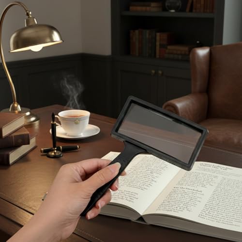 Book Magnifier Black Handheld 5X Magnifying Glass, Rectangle Reading Glass Magnifier Gadgets for Seniors, Large Scratch-Resistant Magnifying for Readings Hobbies Repair Observation