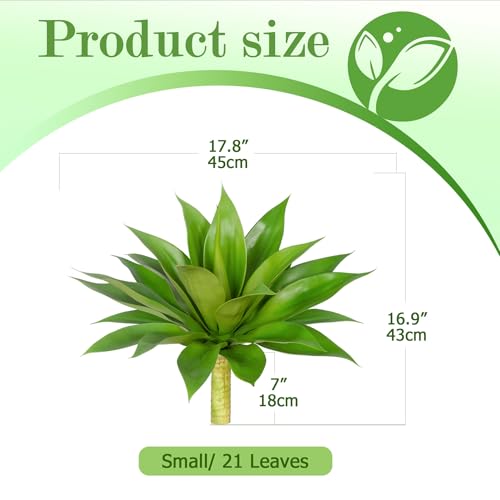 Artificial Agave Plant Fake Agave Plant Artificial Plants Outdoor Uv Resistant Artificial Fake Plants Suitable for Indoor Home Decor Outdoor Courtyard Balcony Terrace Decor 1Pcs,17.8'',Green - color: Green 18''1