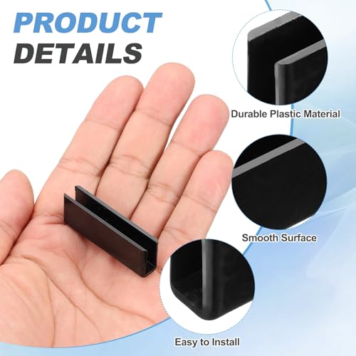 uxcell 24Pcs Plastic Glass Connector, 180 Degree Glass to Glass Clamp for 6mm Thick, Fixing Bracket Rimless Clip Holder for Aquarium Fish Tank Display Shelves, (6mm, Black) - size: 6mm