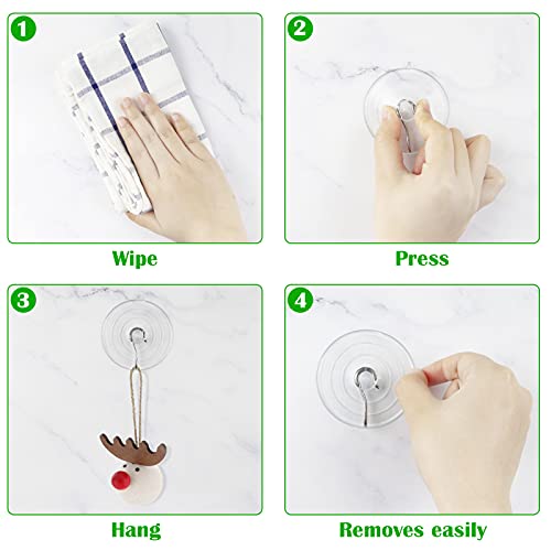 Hangerspace Suction Cup Hooks, 2.5 Inches Clear Suction Cups with Metal Hooks Large Suction Cup for Kitchen Bathroom Shower Wall Window Door - 8 Pack - size: Large