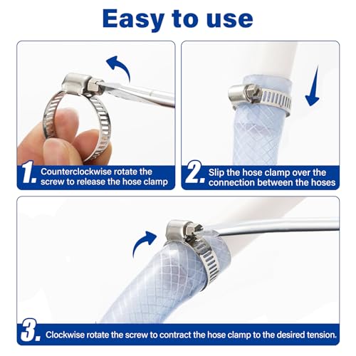 165PCS Adjustable Stainless Steel Hose Clamps Assortment Kit, 1/4''- 1-1/2'' (6-38mm) Worm Gear Metal Fuel Line Clamp for Plumbing, Automotive and Mechanical Applications - size: 165pcs 6-38mm
