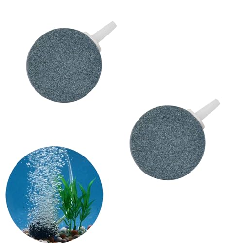 Aquarium Air Stone Disc - 1.6 Inch Bubble Diffuser, 2PCS Aquarium Bubbler Stone, Fish Tank Air Stones, Airstone Bubbler, Aquarium Air Aump Accessories, Air Stones for Aquariums - color: Grey, size: 2 PCS