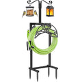 TomCare Garden Hose Holder Upgraded Water Hose Holder Heavy Duty 4 Spikes Hose Hanger Holds 160 Feet Hoses Stable Freestanding Hose Storage Organizer for Outside Yard - color: Deep Black