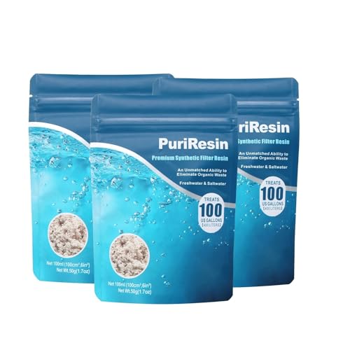IOAOI PuriResin Aquarium Filter Media, Organic Filtration Resin, for Freshwater and Saltwater Fish Tank, Removes Driftwood Tannins, 100 ml, 3 Packs - size: 3 Packs
