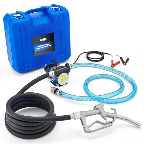 Orion Motor Tech 12V Gasoline Transfer Pump Kit, 15gpm Electric Fuel Transfer Pump with Aluminum Nozzle Carry Case for Diesel Kerosene Light Fuels, Automatic Oil Transfer Pump with Overheat Protection - color: 15GPM Gas Pump Kit