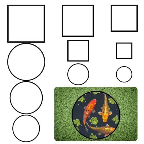 10 Pcs Aquarium Fish Feeding Ring Sets 5 Sizes Floating Plant Barrier Fishes Tank Accessories for Fish Tank Floating Plants Rectangles Circles Black