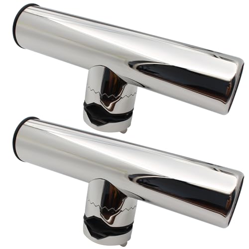 Tripquips 2Pcs Fishing Rod Holder, Rail Mount Fishing Pole Holder, Stainless Tournament Style Clamp on Rod Holder for Rails 3/4" to 1", 7/8" to 1"