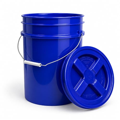 ePackageSupply 5 Gallon Bucket - Food Grade Bucket with Airtight Gamma Seal Screw-On Lid, BPA-Free, Heavy-Duty 90 Mil HDPE Plastic, Bulk Storage, Durable Container, Made in USA, Blue/Blue, 1 Pack - color: Blue/Blue, size: 1 Pack