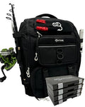 Baitium Fishing Backpack, Tackle Bag With Rod Holders, 40L Capacity With Cooler, Rain Cover, Insulated Pocket, 4 Tackle Trays Included (Jet Black) - color: Jet Black