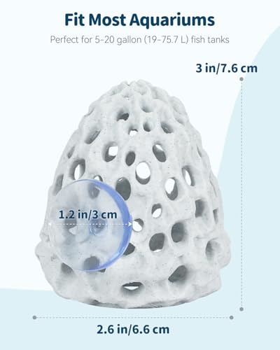 Uniclife Shrimp Cave, Shrimp Hides for Aquarium, Realistic Plastic Aquarium Coral Rock Decorations with Suction Cup, Betta Hideout Tank Accessories for Fish Tank Decor, Hiding & Resting - color: White