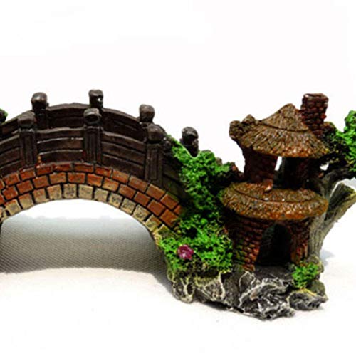 balacoo Fish Tank Bridge Decor Middle Resin Pavilion Ornament for Aquariums Elegant Aquarium Decoration Easy to Clean Safe for Fresh Saltwater Fish Enhance Visual Appeal