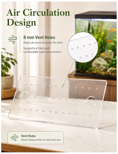 Acrylic Fish Tank Lid with 30 mm Feeding Holes and 8 mm Air Holes, Clear Aquarium Cover for Home, Retail, and Facility Tanks(4mm/50X50cm) - size: 4mm/50X50cm