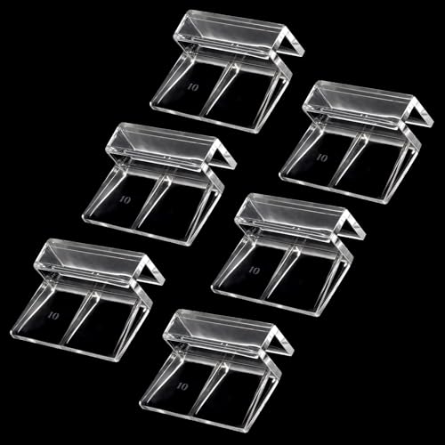 Sliverdew 6 PCS Aquarium Lid Clips, 10 mm Clear Acrylic Fish Tank Lid Holder Aquarium Hoods Support Clamps for Rimless Fish Tank Glass Top - for Thickness 10mm - size: for 10mm thickness