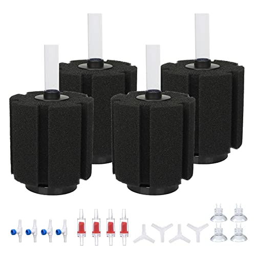 ALEGI 4pcs Large Aquarium Sponge Filter with Suction Cups, Check Valves for Breeding Fry Betta Shrimp Fish Tank (X-Large for 40-80 Gal 4 Pcs) - size: X-Large For 40-80 Gal 4 Pcs