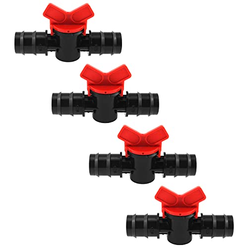 DGZZI Barbed Ball Valve 4PCS 1-Inch ID in-Line Ball Valves Shut-Off Switch Hose Barb Connectors for Drip Irrigation and Aquariums
