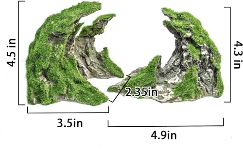 Novelsite Fish Tank Accessories, Aquarium Decorations, Scenery, Rock Ornaments - Create Aquatic Beauty with Premium Aquarium Decorations,8.5" W x 4.5" H x 3.2" D - color: Green Rockery, size: Canyon-S