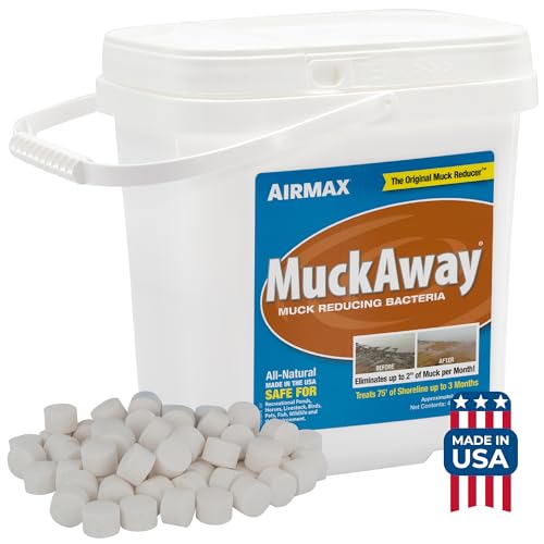 Airmax MuckAway Natural Beneficial Bacteria for Outdoor Ponds & Lakes, Muck, Sludge & Noxious Odor Solution, Easy to use Enzyme Tablets, Cleaner Beach & Shoreline, Fish, Pet & Wildlife Safe, 8 Scoops - size: 8 Scoops